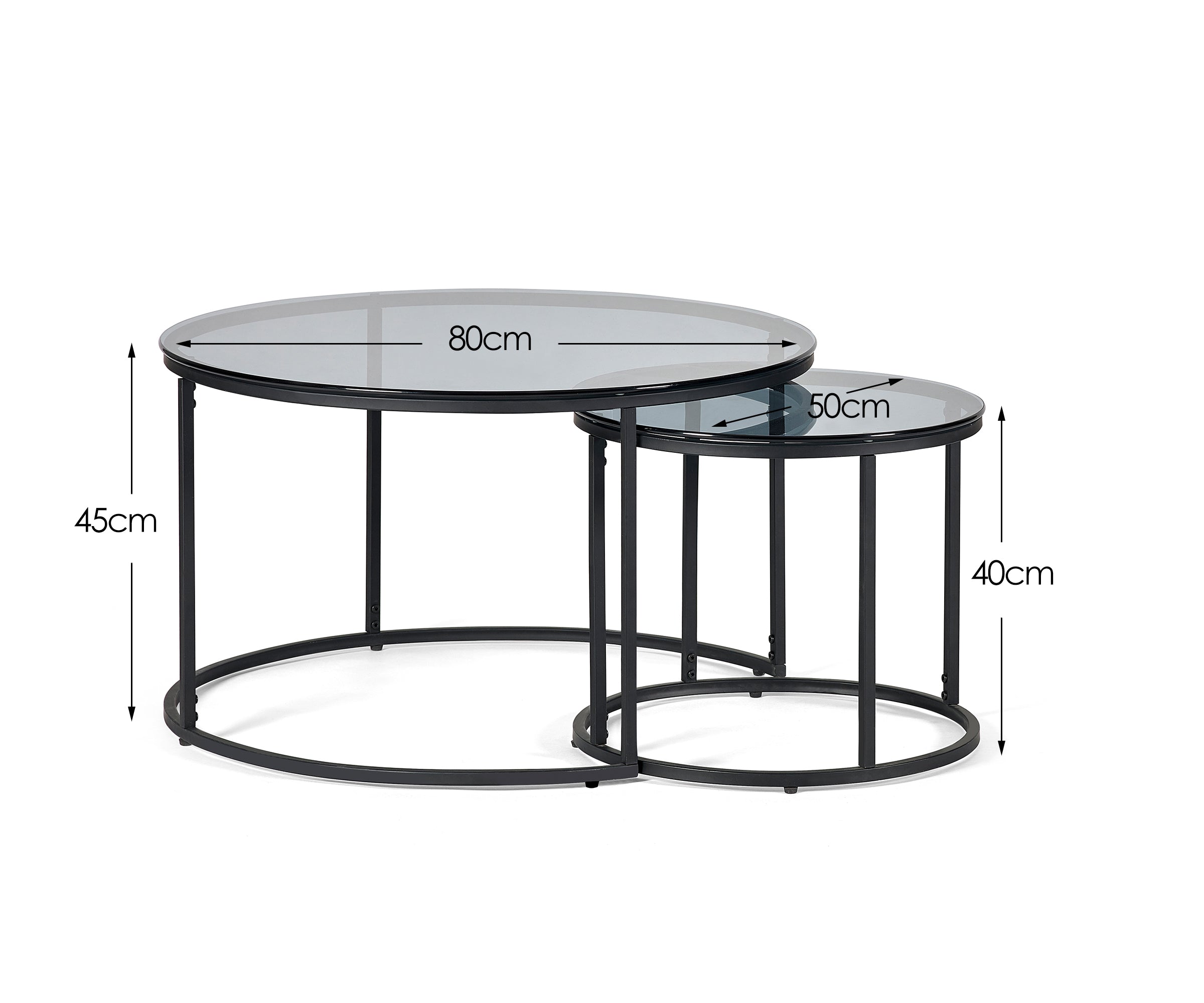Mayfair Smoked Glass Round Nesting Coffee Tables